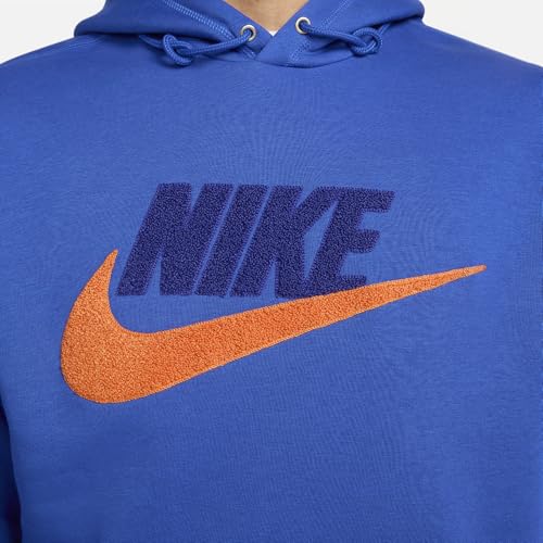 Nike Club Fleece Men's Pullover Hoodie (FN3104-480, Game Royal/Game Royal/Safety Orange) Size Medium4