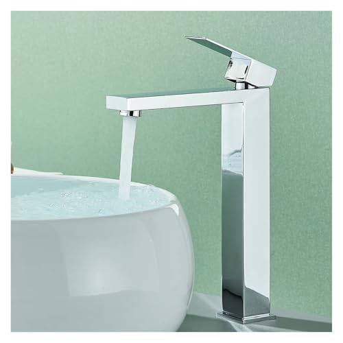 Lavabo de Salle de Bain Carré en Céramique avec Robinet Haute Qualité Eau Chaude et Froide
