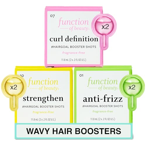 Function of Beauty Wavy Hair Add-In Booster Treatment Bundle - Strengthen, Shine & Anti-Frizz Booster Shot Add-Ins to Enhance Shampoo, Conditioners & Hair Care Products