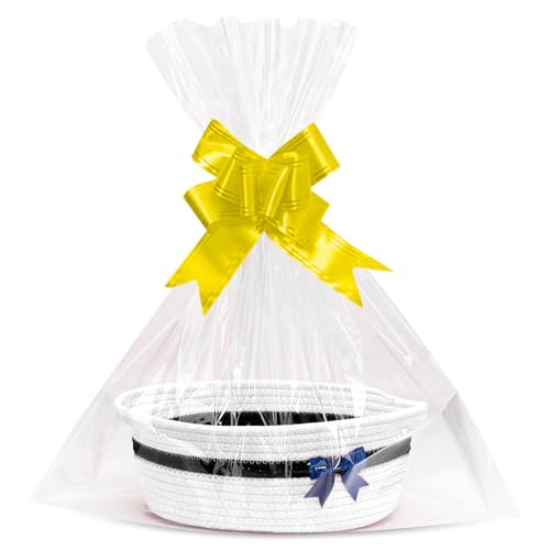 Cesta de presente vazia, cesta tecida para presentes com sacos de presente e fitas, para embrulhar presentes, Páscoa, Baby Shower, aniversário, casamento, Ação de Graças, Natal