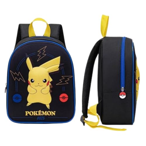 mybagstory - Sac à dos 3D – Pokémon – Noir - Enfant - Ecole - Maternelle - Garderie - Cartable garçon - Taille 32 cm - Bretelles réglables – Idée...