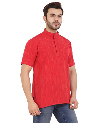 Image of LATEST CHIKAN Men's Cotton Regular Textured Short Kurta Half Sleeves - (SK-DJ)