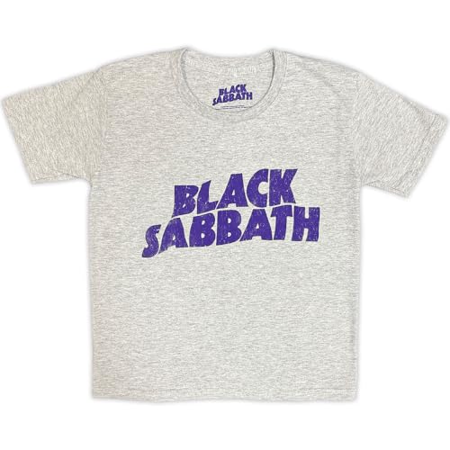 Image of Black Sabbath Kids T Shirt Wavy Band Logo Official Heather Grey Ages 3-14yrs Medium (7/8 Yrs)