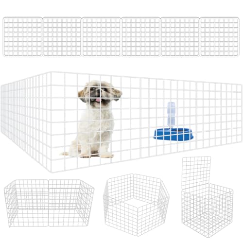 Cercado Para Cachorros Com 12 Modulos Tela De Protecao Para Pet 40x40cm Aco Reforcado Ajustavel Portao Grade Para Cachorros(4,BRANCO)