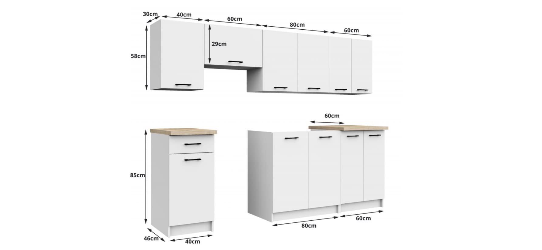 BDW Küche 240cm Küchenzeile Küchenblock