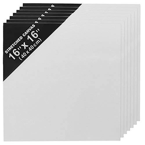 Canvas (7 Pack) - (40 x 40 cm /16 x16 Inch) Artist Canvas Panel for Artwork - Water Colour Painting Canvas Panel - White Canvas Set for Oil and Acrylic Painting - 3mm Thickness