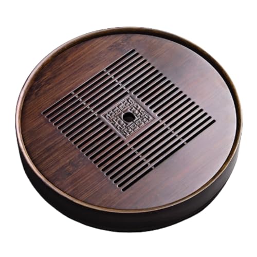 Apaeofl 茶盤 茶台 中国茶器 茶道 ウォールナット色の楕円形の水入りの小さなティーテーブル家庭用のシンプルな水貯蔵茶盆乾燥醸造茶海茶盆 (大,タンク)
