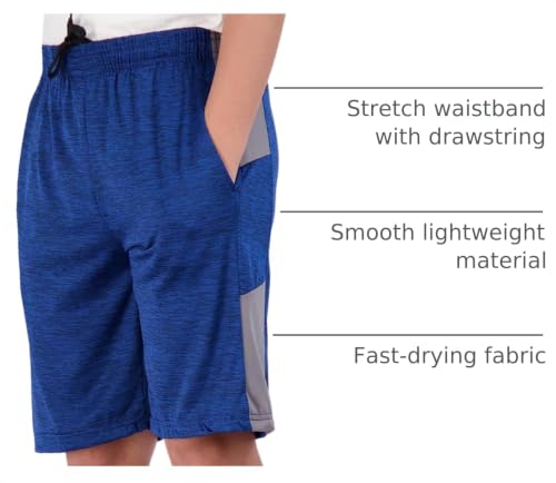 Image of Real Essentials 5 Pack: Boys' Dry Fit Basketball Shorts for Youth Kids Teens - Athletic Running Soccer Sports with Pockets