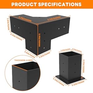 Pergola Brackets 4x4 (Actual: 3.5x3.5 In), 4 Pack Woodworks Pergola Kit 3-Way Right Angle Corner Brackets with Post Base, Powder Coated Pergola Hardware for Lumber Pergola Gazebo Sunroom Carport Pergola Brackets 4×4 Actual 35×35 In 4 Pack Woodworks Pergola Kit 3 Way Right Angle Corner Brackets with Post Base Powder Coated Pergola Hardware for Lumber Pergola Gazebo Sunroom Carport