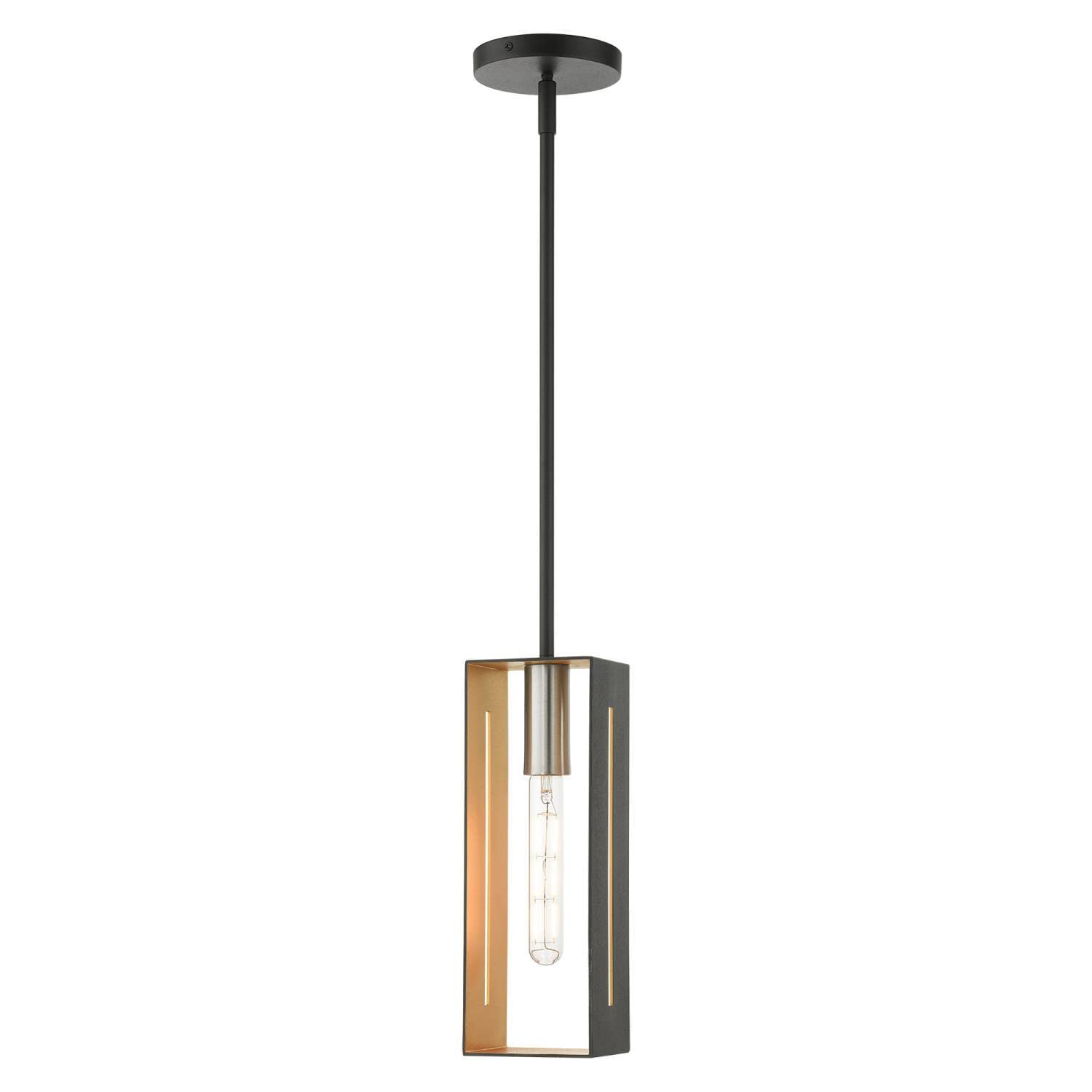 Livex Lighting 1 Lt Textured Black with Brushed Nickel Accents Pendant, Medium (45951-14)