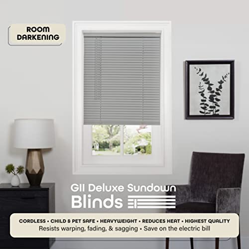 Image of Cordless Room Darkening Mini Blind - 29 Inch Width, 64 Inch Length, 1 inch Slat Size - Gray - Cordless GII Deluxe Sundown Horizontal Windows Blinds for Interior by Achim Home Decor