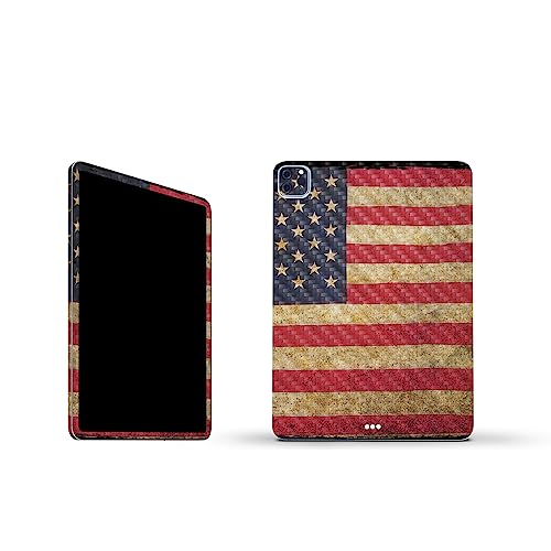 Image of MightySkins Carbon Fiber Skin Compatible with Apple iPad Pro 11 inch M2 4th Gen (2022) Full Wrap Kit - Vintage Flag | Protective, Durable Textured Carbon Fiber Finish | Easy to Apply | Made in The USA
