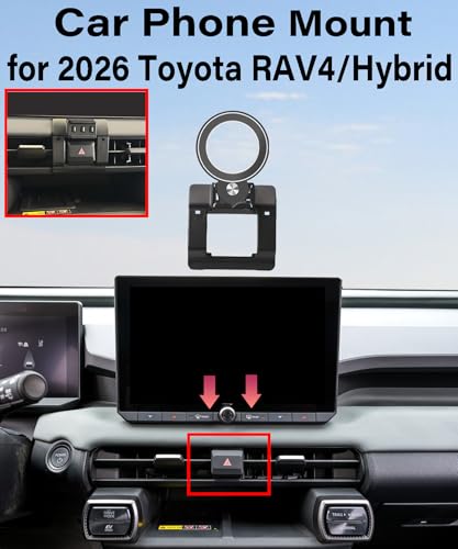 Image of Car Phone Holder for 2026 Toyota RAV4 /RAV4 Hybrid Accessories | Compatible with MagSafe Strong Magnetic Clip Cell Phone Mount, Hands-Free 360 Rotatable Adjustable, Not Block Air Vents