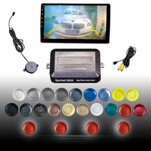 Image of LCD Parking Sensor Kit - Displays Data on Original Screen, Easy Rear Installation, Compatible with All Camera Formats (AHD, CVBS), 18 Probe Colors to Match Any Vehicle(Red)