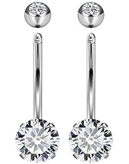 2pcs-12mm-Silver navel ring