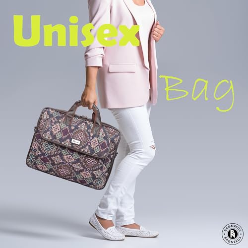 Image of Bagneeds Printed Febric With PU Leather Formal /Casual Office Laptop Messenger Bag For Men and Women