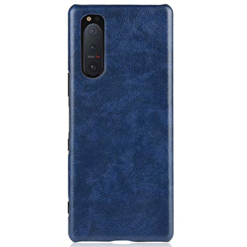 Orancio Xperia5 II 用 ケース 背面レザーの質感がオシャレなハードケース レザー 革 背面 しっとり質感 手に馴染む スマホカバー 合革 PUレザー レトロ アンティーク SO-52A SOG02 ネイビー