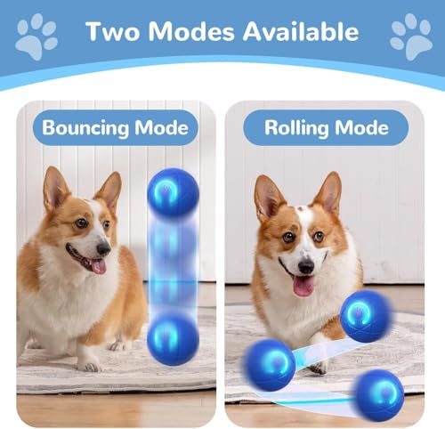 HOIDOKLY Smart Jumping Ball für Hunde, 2025 Upgrade Duraspin Dog Bouncing Ball, automatische rollende, interaktive Sprungspielzeug für kleine Hunde, Haustierkugeln(Blau)