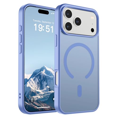 Image of SUPFINE Magnetic for iPhone 17 Pro Max Case (Compatible with MagSafe)(Military Grade Drop Protection) Translucent Matte Shockproof with Anti-Fingerprint Phone Cover 2025,Blue Purple