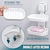 TAILI Double Layer Soap Holder, Bar Soap Dish Saver Suction Cup for Shower Wall Mounted, Suitable for Bathroom, Tub, Sponge Caddy Kitchen Sink,Easy to Clean,Universal Bathroom Shower Accessories,White #3