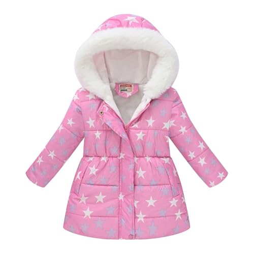 Girl's Kids Flower Print Parka Jacket with Detachable Fur Collar Warm Winter Windproof Snow Outerwear Puffer Coat (F, 11-12 Years)2
