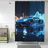 TZTTZT Cortina de ducha moderna con estampado de cobalto n.º 15, cortinas de ducha de tela gruesa y resistente para baño, lavable a máquina, 60 x 72 pulgadas