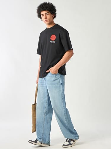 Image of Bewakoof X Naruto Kakashi Chidori Men's Graphic Print Oversized Fit Half Sleeve Round Neck T-Shirt | Bewakoof American Pima | | Lightweight | Multipurpose