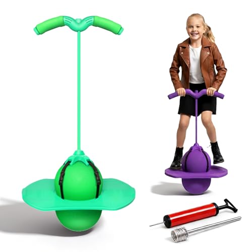 DENGWANG Balance Jumping Ball, 2026 Upgraded Jumping Hopping Ball with Handle and Pump, High Jump Toy Bounce Jump Trick Board for Beginners and Adults (Green)