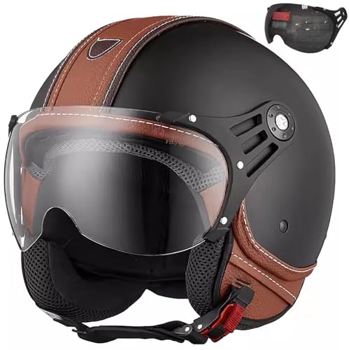 Casque jet de scooter rétro taille S 55-56cm homologué ECE pour cyclomoteur et street bike
