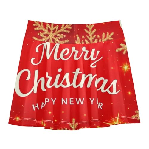 Toddler Tennis Skirts Merry Christmas Red Gold Girls' Shorts Athletic Skorts Cool Pink Teen Cheer 4t2
