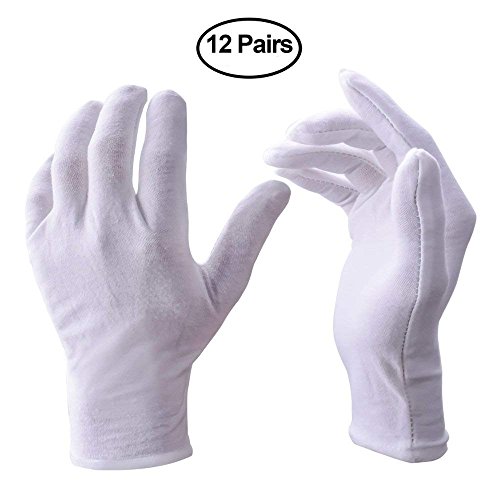 Preisvergleich Produktbild XCSSKG Schutzhandschuhe, schmal, leicht, weich, elastisch, Baumwolle, Weiß, Münzschmuck, Silber-Inspektionshandschuhe, Größe M