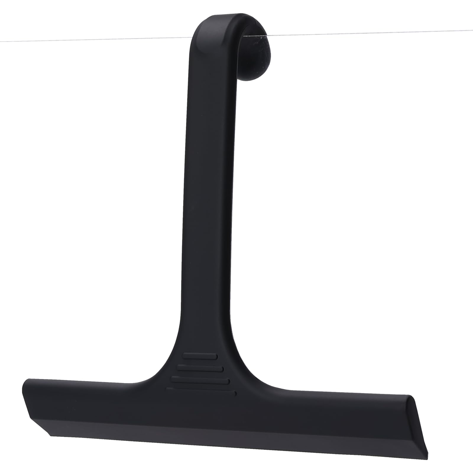 DustFlux Silicone Shower Squeegee w/Built-in Hook, 9 Inch Streak-Free Wiper for Bathroom Glass, Mirror, Window & Car Windscreen, Anti-Mold Non-Slip Scraper for Kitchen Tile & Countertop, Black