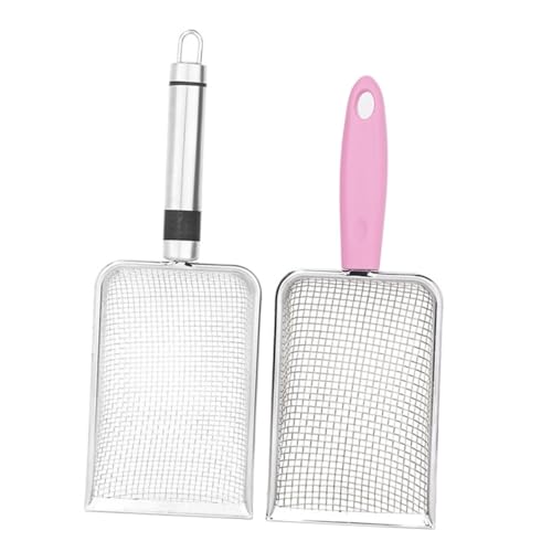 UTHCLO 2個 ステンレス製猫砂スコップ メッシュ目違い 目 目 快適グリップ 清潔維持に ペット用属製砂取り器 小型犬 猫用