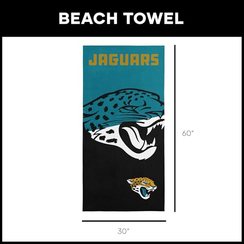 Image of Northwest NFL Jacksonville Jaguars Microfiber Beach Towel, 30 x 60 Inches - Quick Dry, Sand Resistant, Lightweight, Highly Absorbent, Incisor Design
