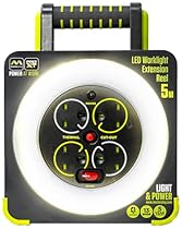 Masterplug WLU05134SL-PX Pro-XT Four Socket LED Work Light Extension Reel with Fold Out Stand, Thermal Cut Out and Power Sw…