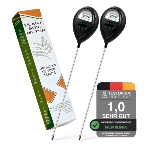 MEPHILIMIA 2 Stück Extra Langer Boden Feuchtigkeitsmesser für Pflanzen 40CM [Schwarz/Schwarz] - Ohne Batterien - Verbessertes...