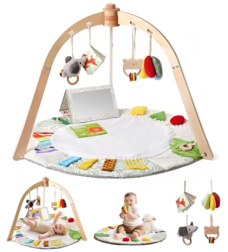 Promise Babe Spielbogen Baby Holz mit Sensorik-Spielmatte...
