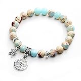 Natural Healing Gemstone Tree of Life Healing Stone Unisex Bracelet Charms Bead Flower Charm for Bracelet Buddhism Gifts for Unisex