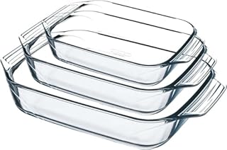 Pyrex 8023510 Set of 3 Borosilicate Glass Oven Plates – Extreme Resistance – Made in France