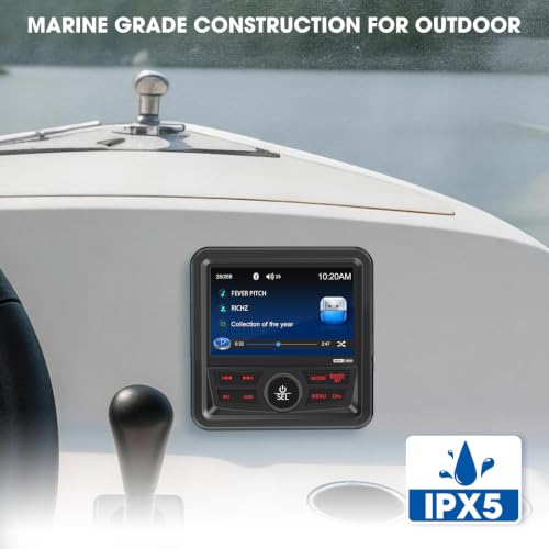 Image of Bluetooth Marine Boat Radio Receiver - Gauge Style Marine Multimedia Stereo