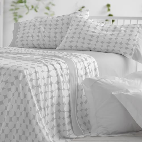 Burrito Blanco | Juego de sábanas | Cama de 105cm. (+Medidas Disponibles) | Diseño 139 | Color Gris (105x190/200cm.)