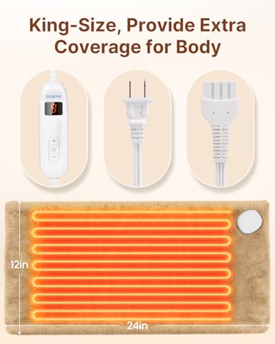 Image of RENPHO Heating Pad for Back & Period Cramps, Hsa Store Eligible Items, Heat Pad for Knee and Leg, Birthday Gifts for Women Men Husband, Auto Shut Off, ETL Certified, 12 inch x24'' Light Yellow
