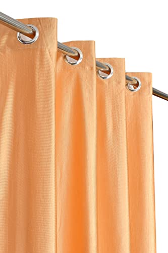 Image of Eyelet Polyester Modern Solid Crush Set of 3 Pcs. Window Curtains (5 Feet, 2 Golden + 1 White)