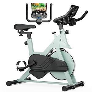 Heimtrainer Fahrrad Superun mit Verstellbarem Magnetwiderstand, Ergometer Hometrainer Fahrrad Leises mit LCD-Monitor und App, Spinning Bike Indoor max 136kg