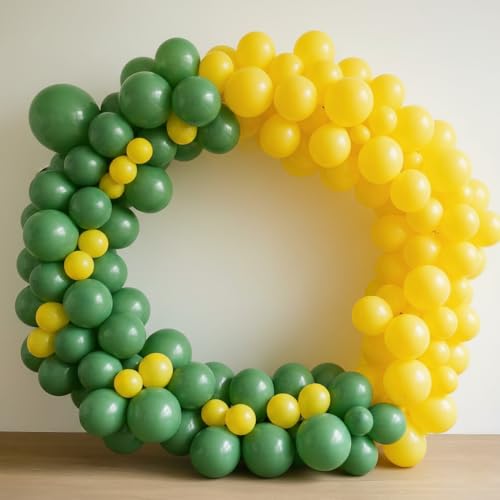Image of Regular Balloon Combo For Decoration with Glue Dots & Balloon Arch Strip - Party Decor Set For Easy Party Setup (GREEN YELLOW, 100)