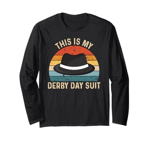 This Is My Derby Day Suit Funny Horse Racing Vintage Tramonto Maglia a Manica