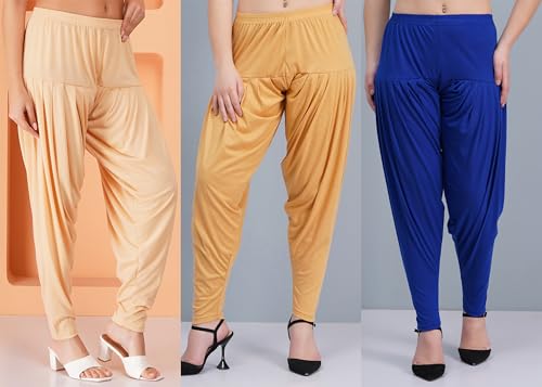 Image of Buy That Trendz Patiala Pant Combo Pants for Womens Pack of 3 Viscose Patiyala Salwar Bottoms