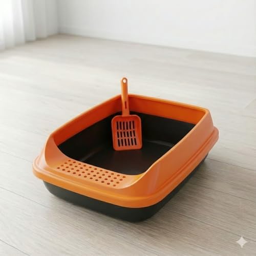 Açık Kedi Tuvaleti Yüksek Kenarlı Kedi Kumu Kabı, Kum Dağılmaz, Kolay Temizlenir, Kürek Dahil - Görsel 3