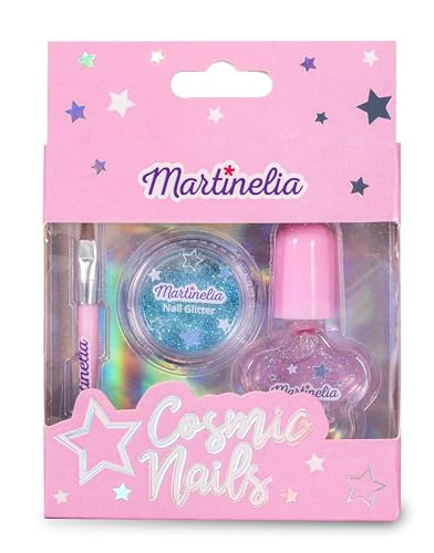 Martinelia Set Manucure Vernis à Ongles Enfant Pailleté Cosmic Nails + Paillettes en Poudre à Appliquer - Kit Manucure Paillettes pour Enfants - Vernis à...