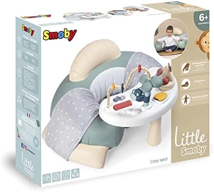 Little Smoby 7600140103 Siedzonko nadmuchiwane z zagłówkiem i odczepianym stolikiem interaktywnym, 66x70x41,8 cm